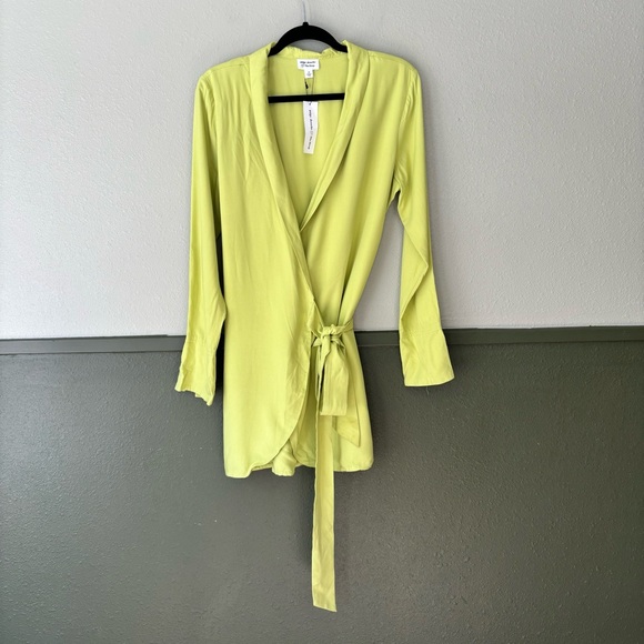 Paige Desorbo The Drop Lime Green Wrap Dress Size M - Picture 4 of 14